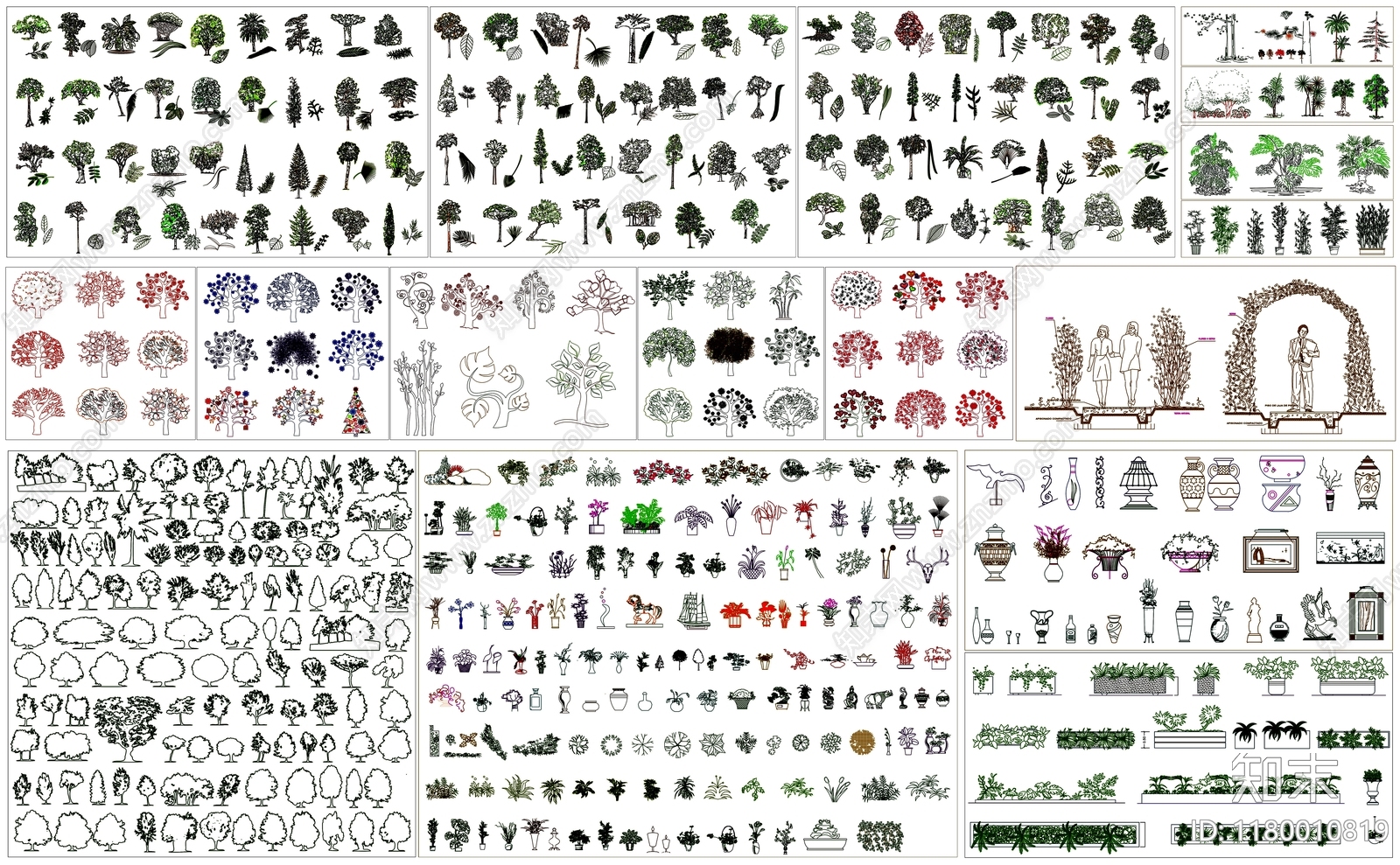 现代综合植物图库施工图下载【ID:1180010819】