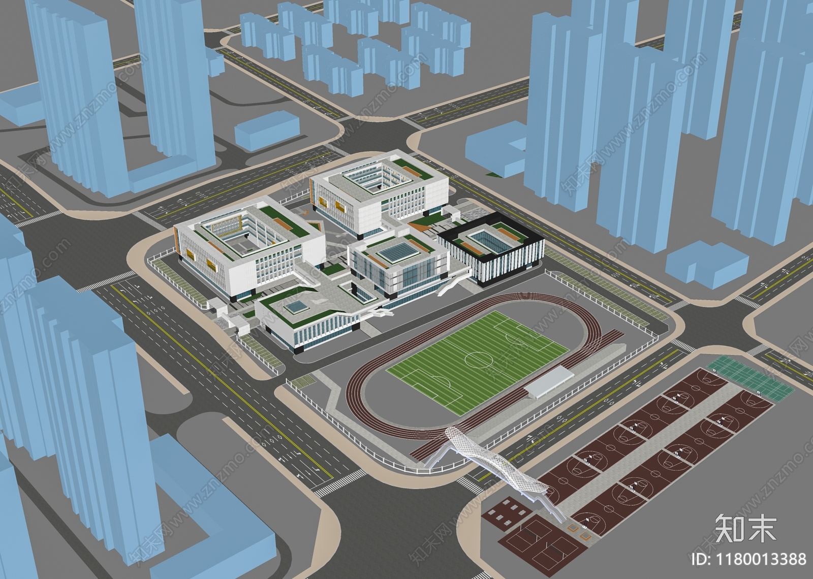 现代学校建筑SU模型下载【ID:1180013388】