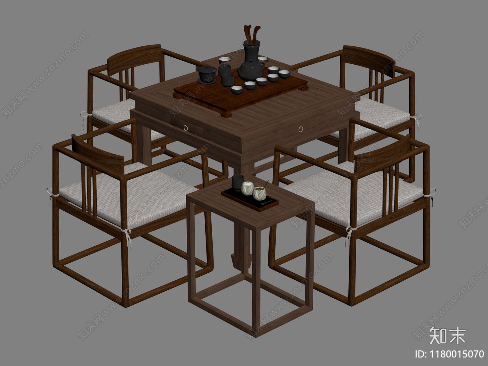 新中式茶桌椅SU模型下载【ID:1180015070】