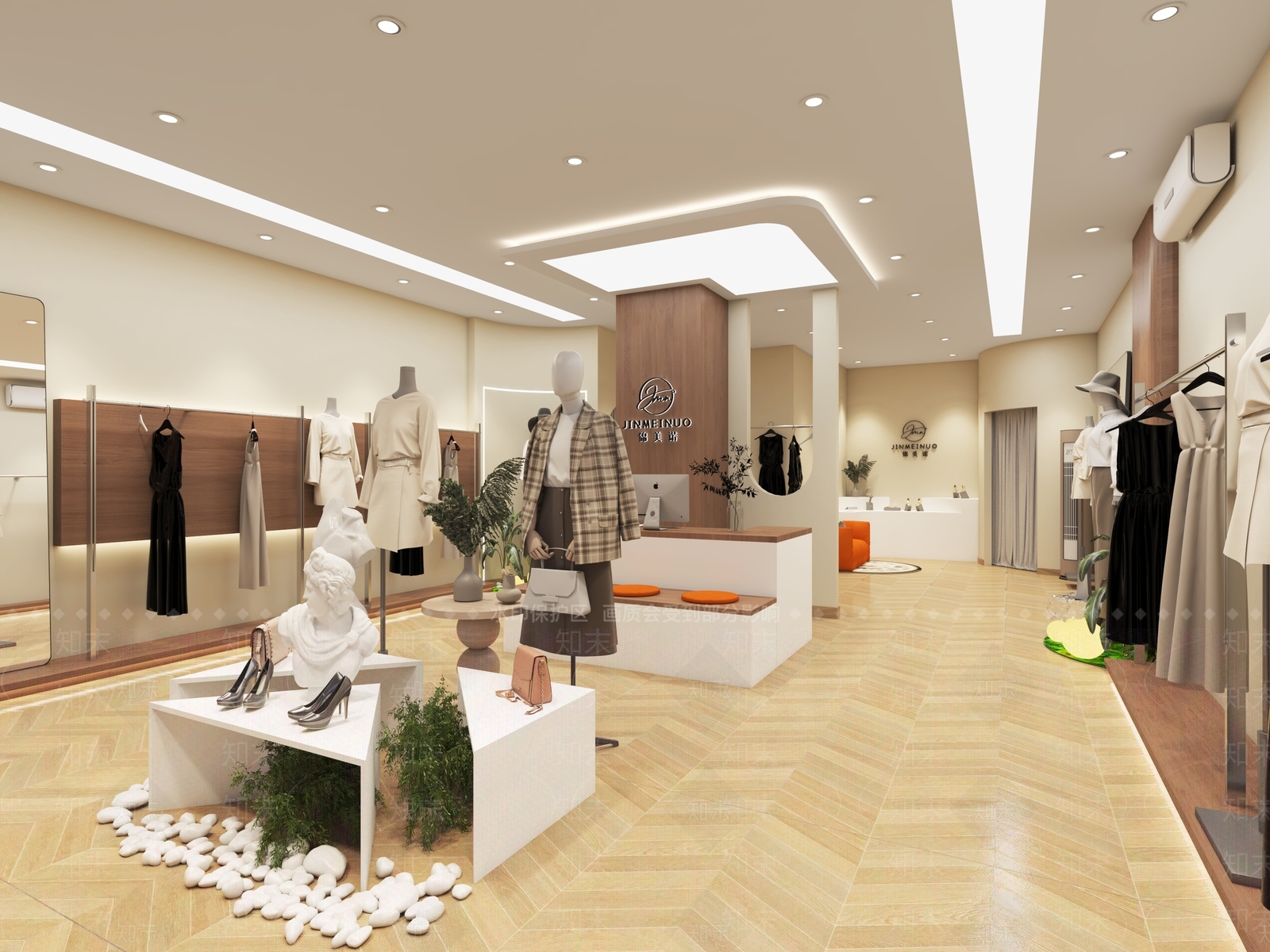奶油侘寂服装店3D模型下载【ID:1180018208】