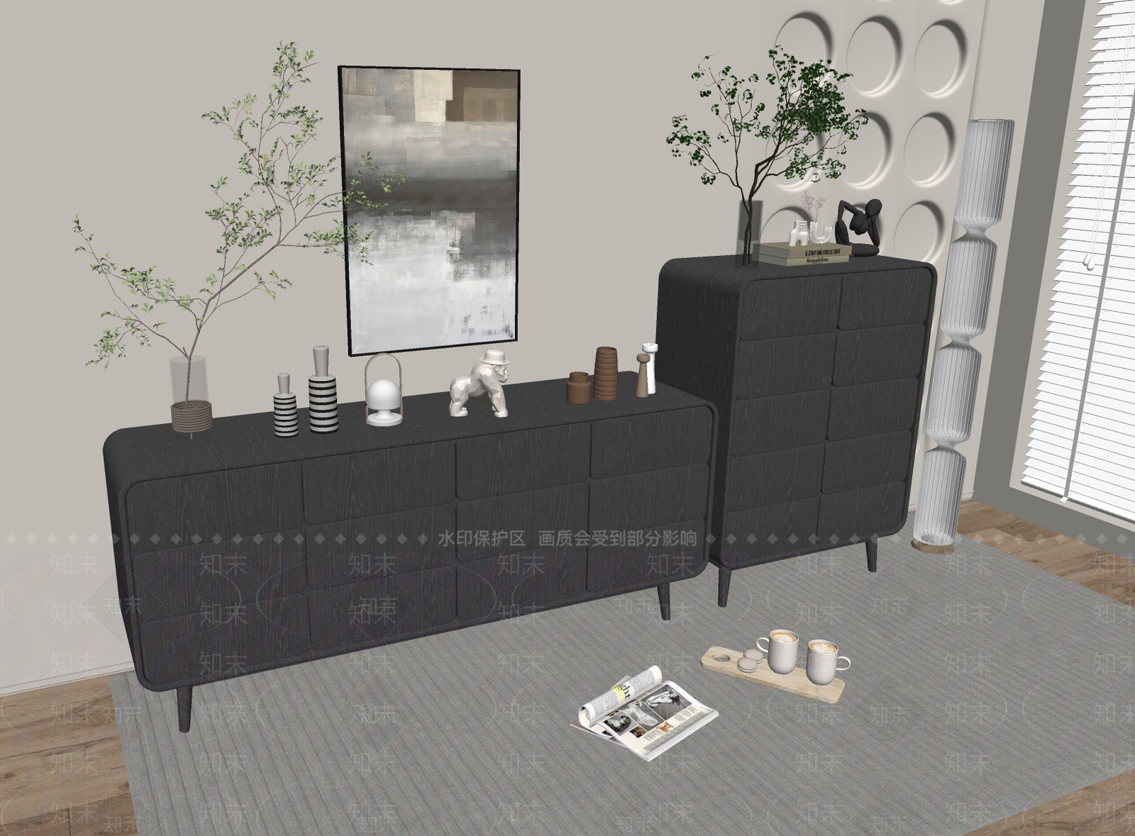 现代轻奢斗柜SU模型下载【ID:1180018049】