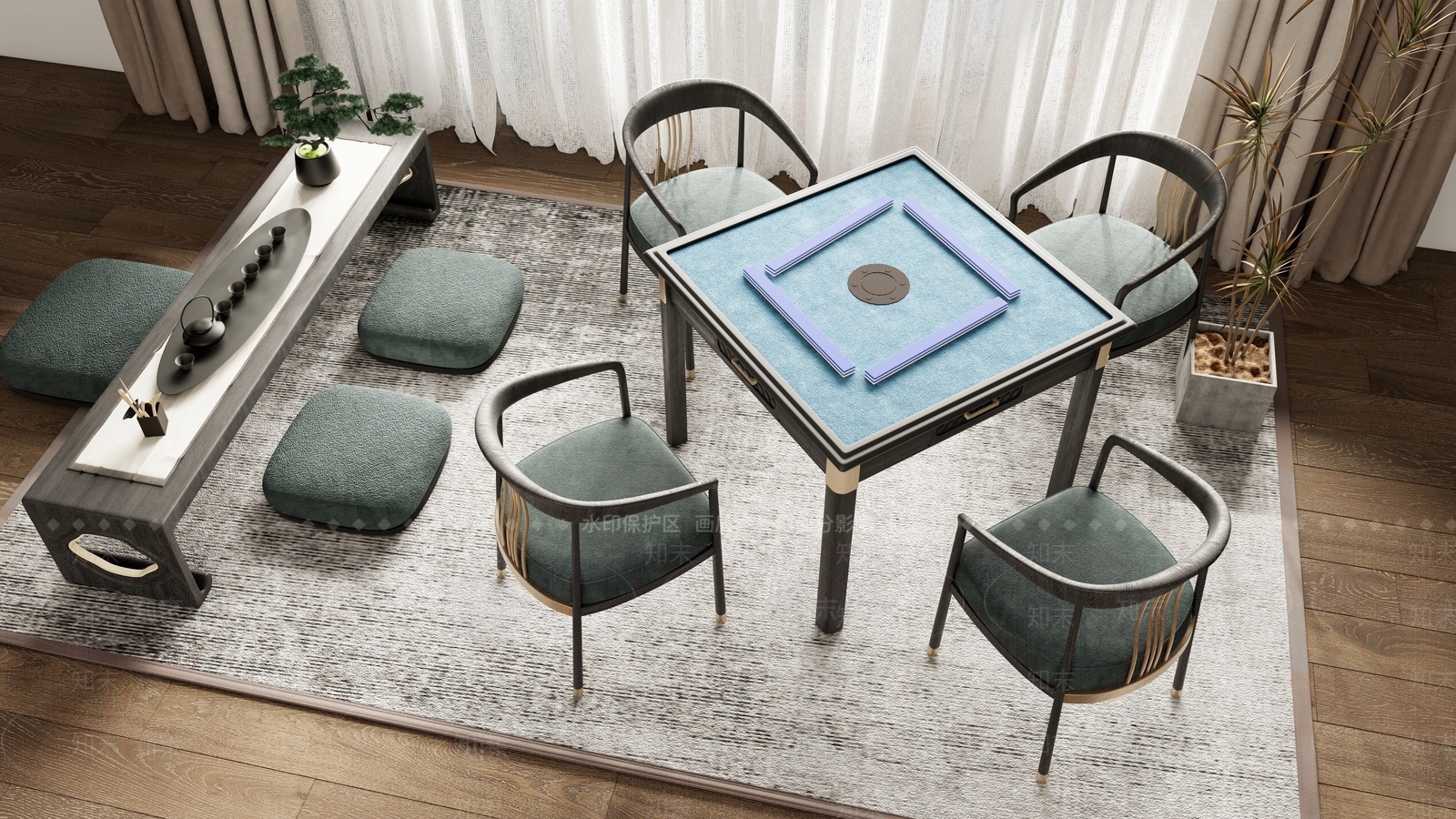 麻将桌3D模型下载【ID:1180021193】
