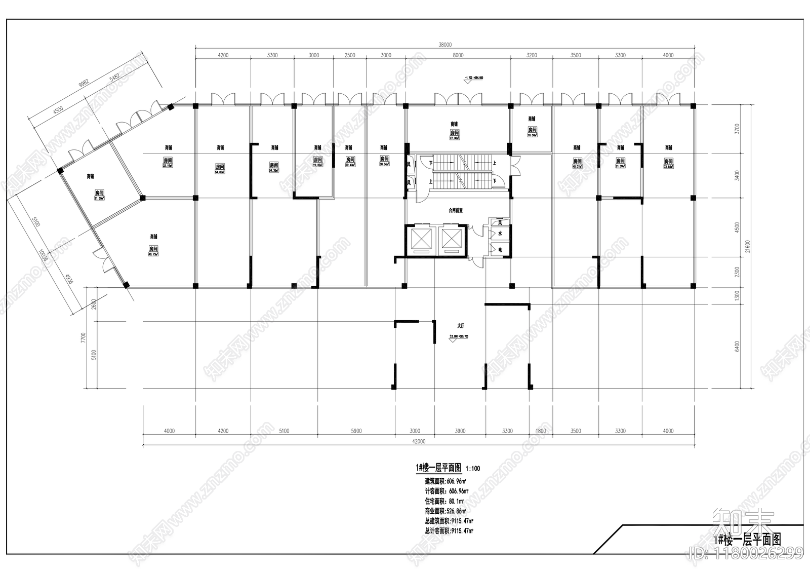 现代住宅楼建筑cad施工图下载【ID:1180026299】