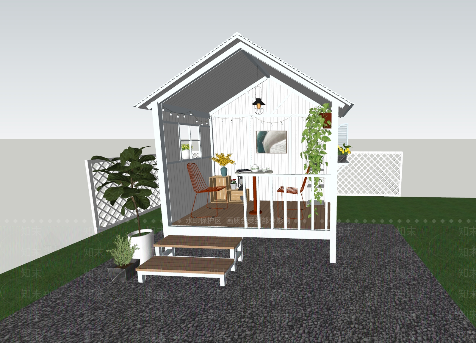 现代木屋SU模型下载【ID:1180033641】