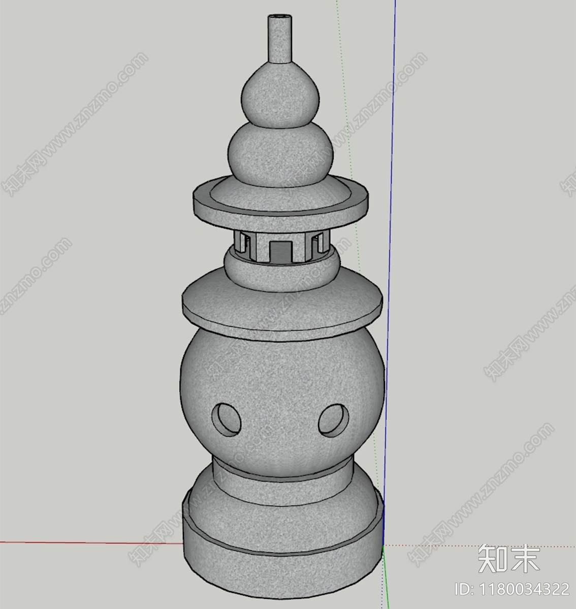 中式禅意别墅庭院SU模型下载【ID:1180034322】