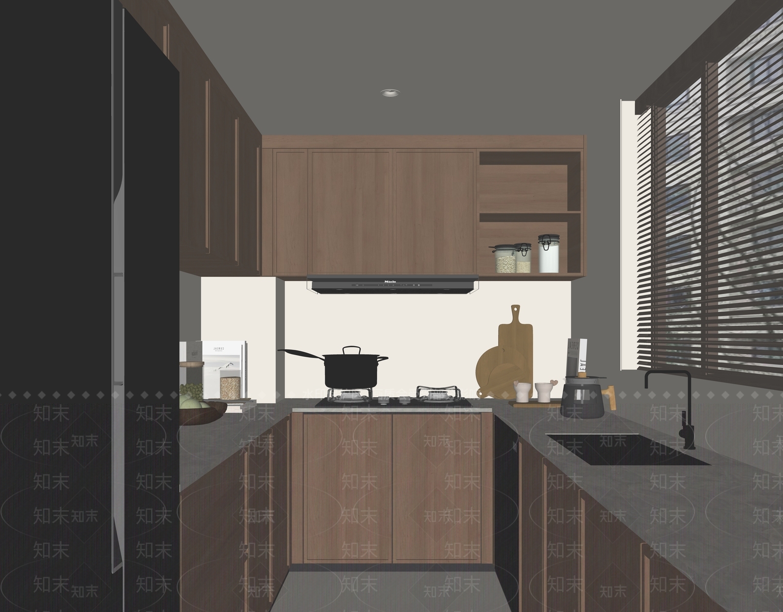 现代封闭式厨房SU模型下载【ID:1180037449】
