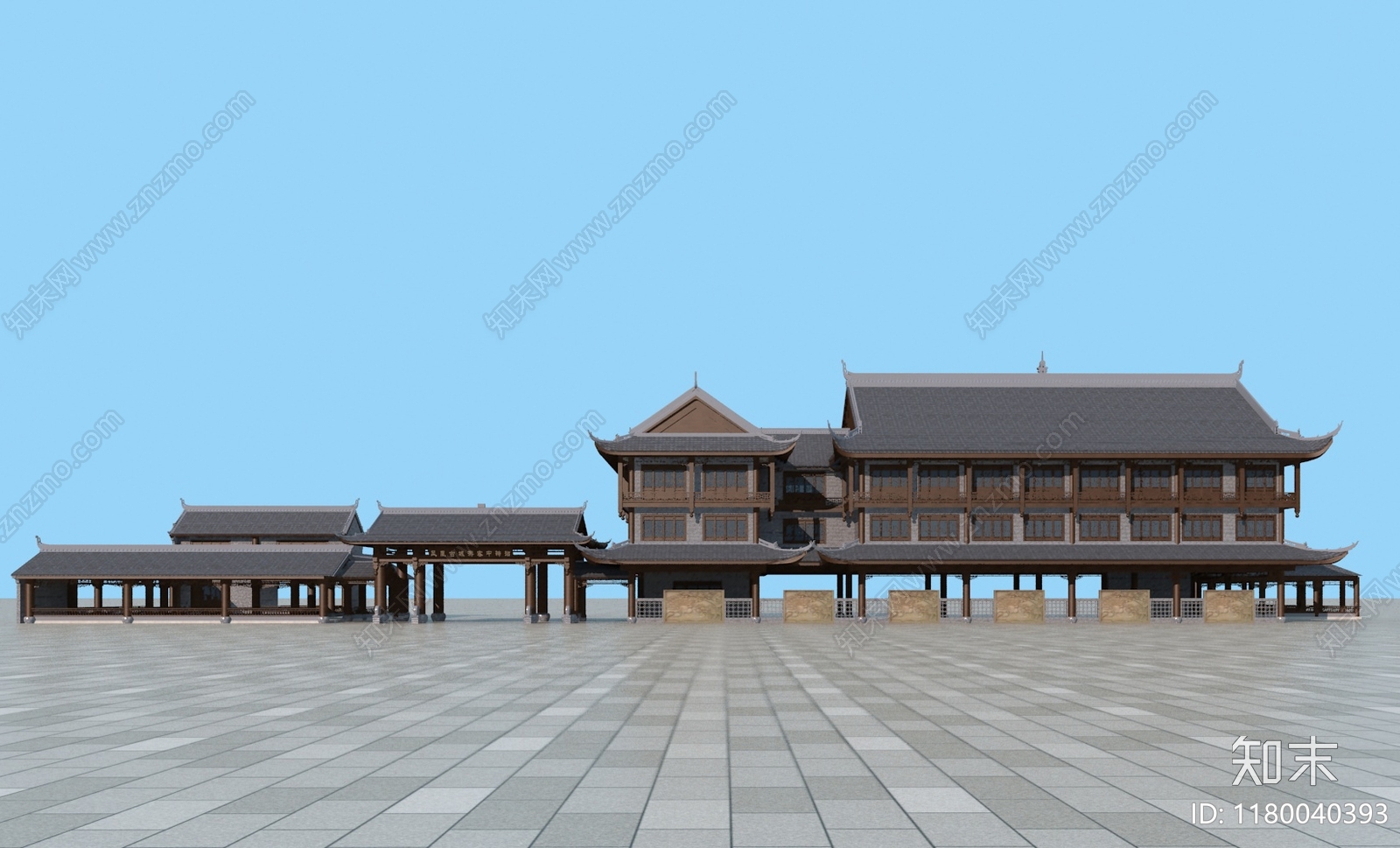 中式古建3D模型下载【ID:1180040393】