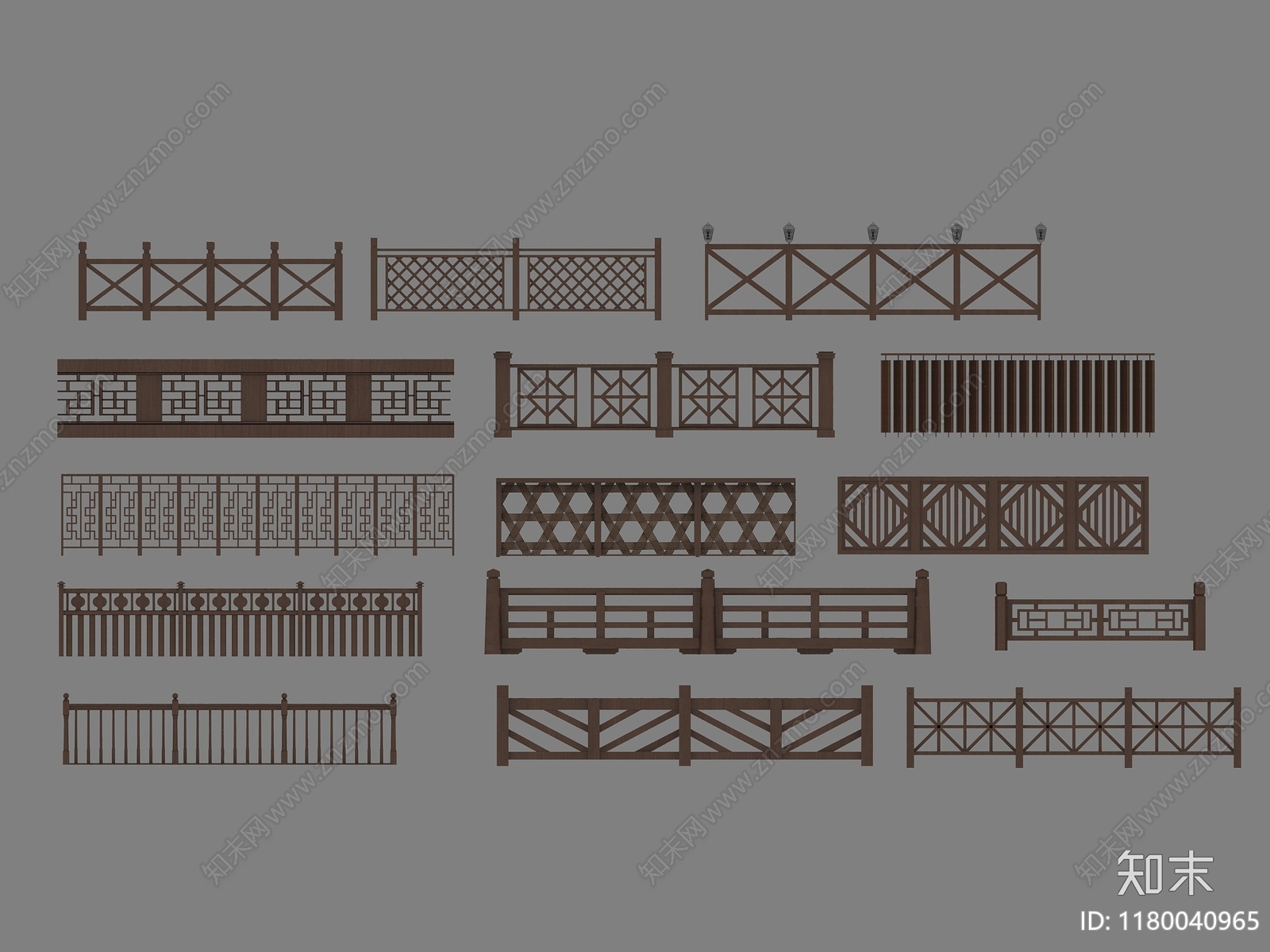 中式新中式围挡3D模型下载【ID:1180040965】