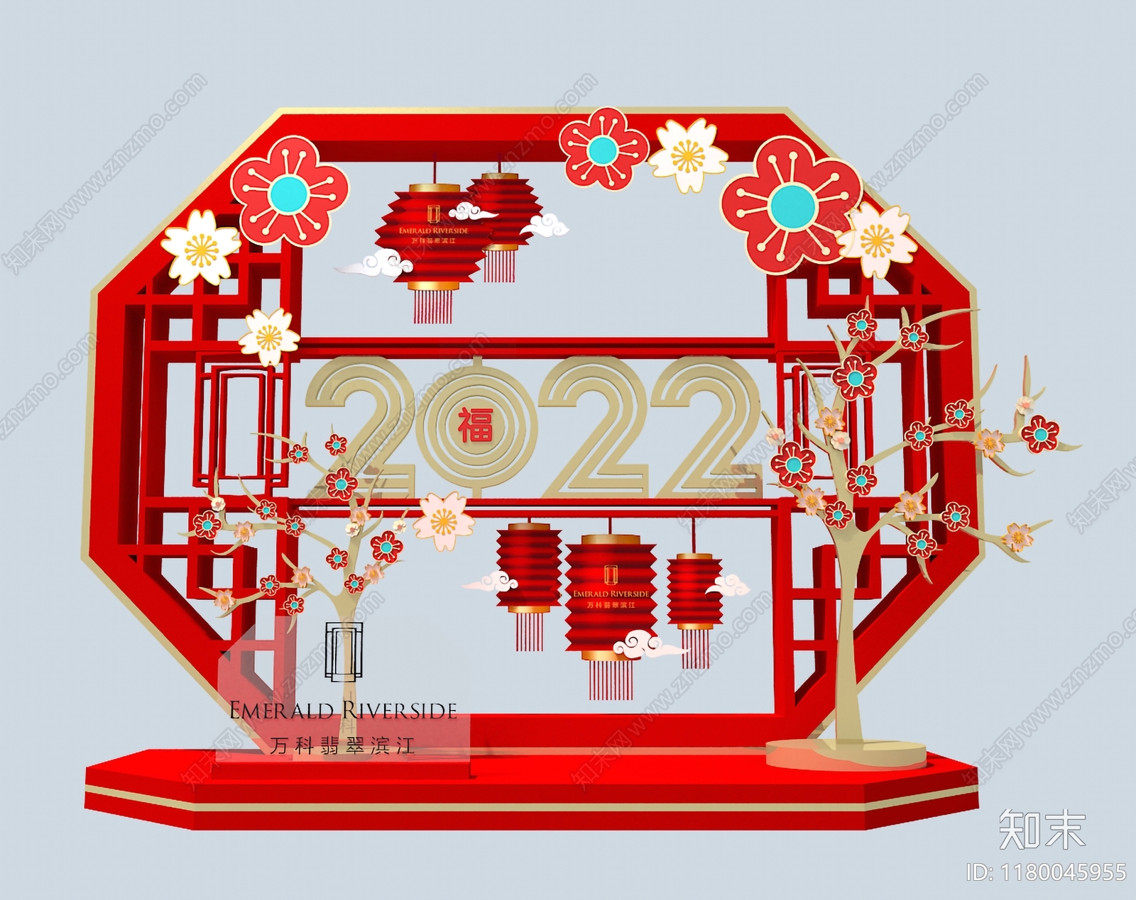 现代新中式美陈3D模型下载【ID:1180045955】