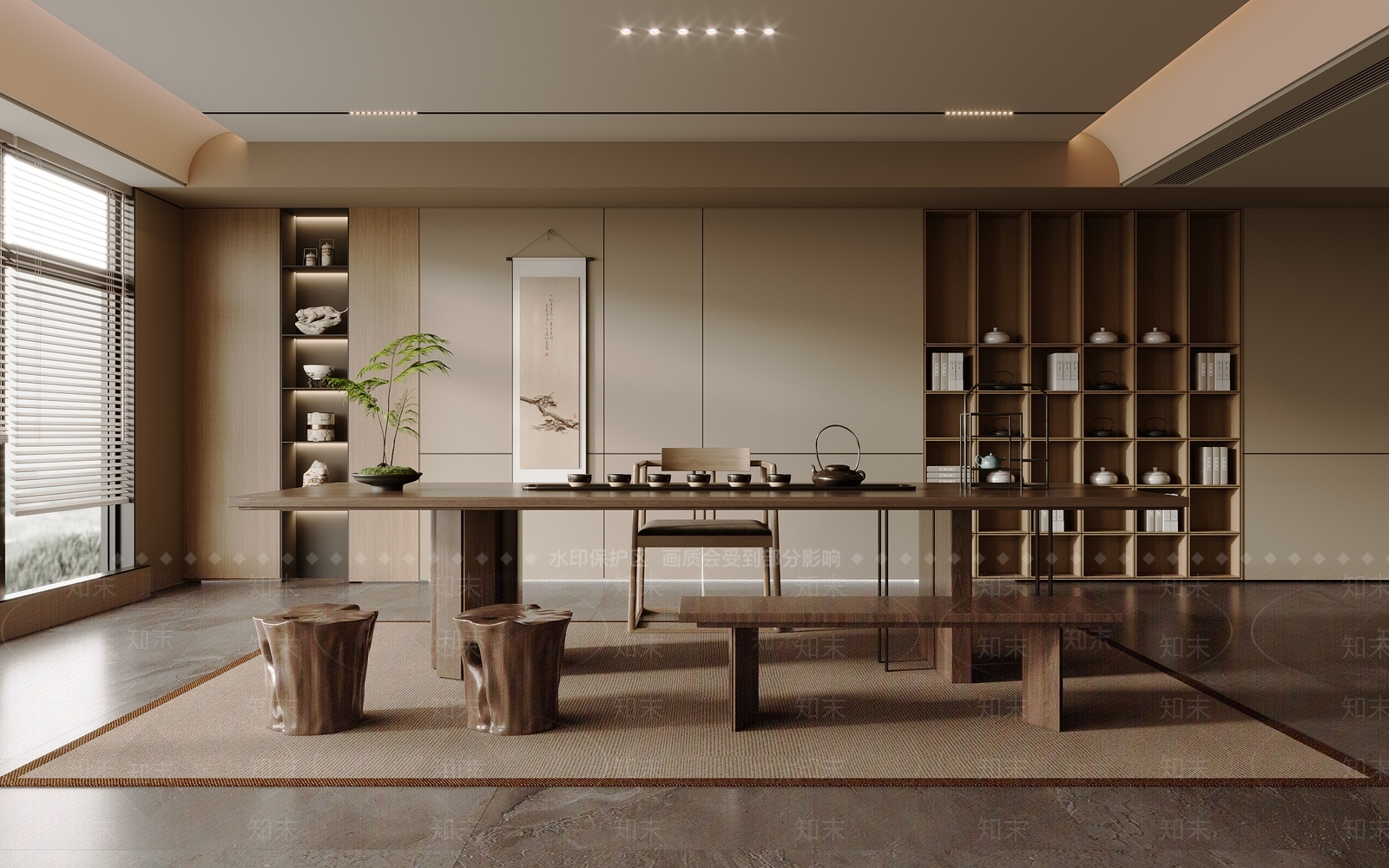 新中式茶室3D模型下载【ID:1180047859】