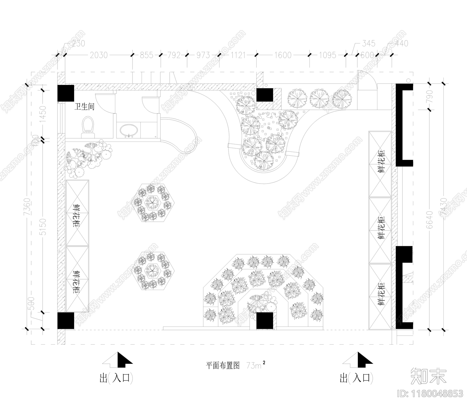 现代花店cad施工图下载【ID:1180048853】