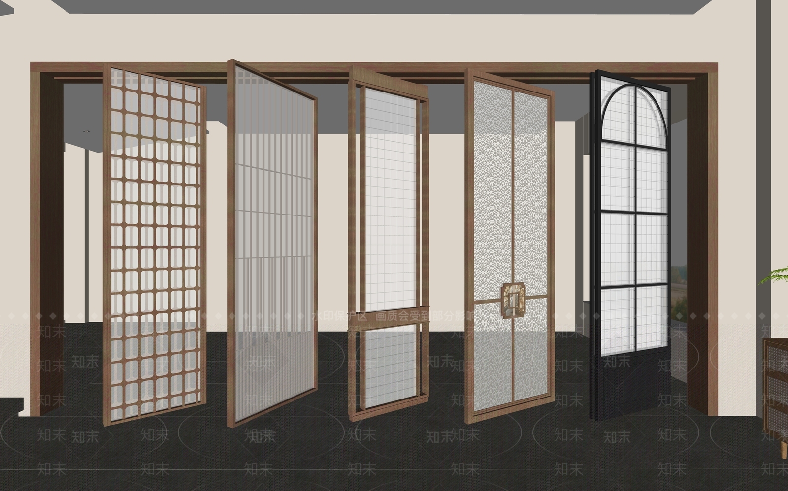 现代屏风SU模型下载【ID:1180050077】