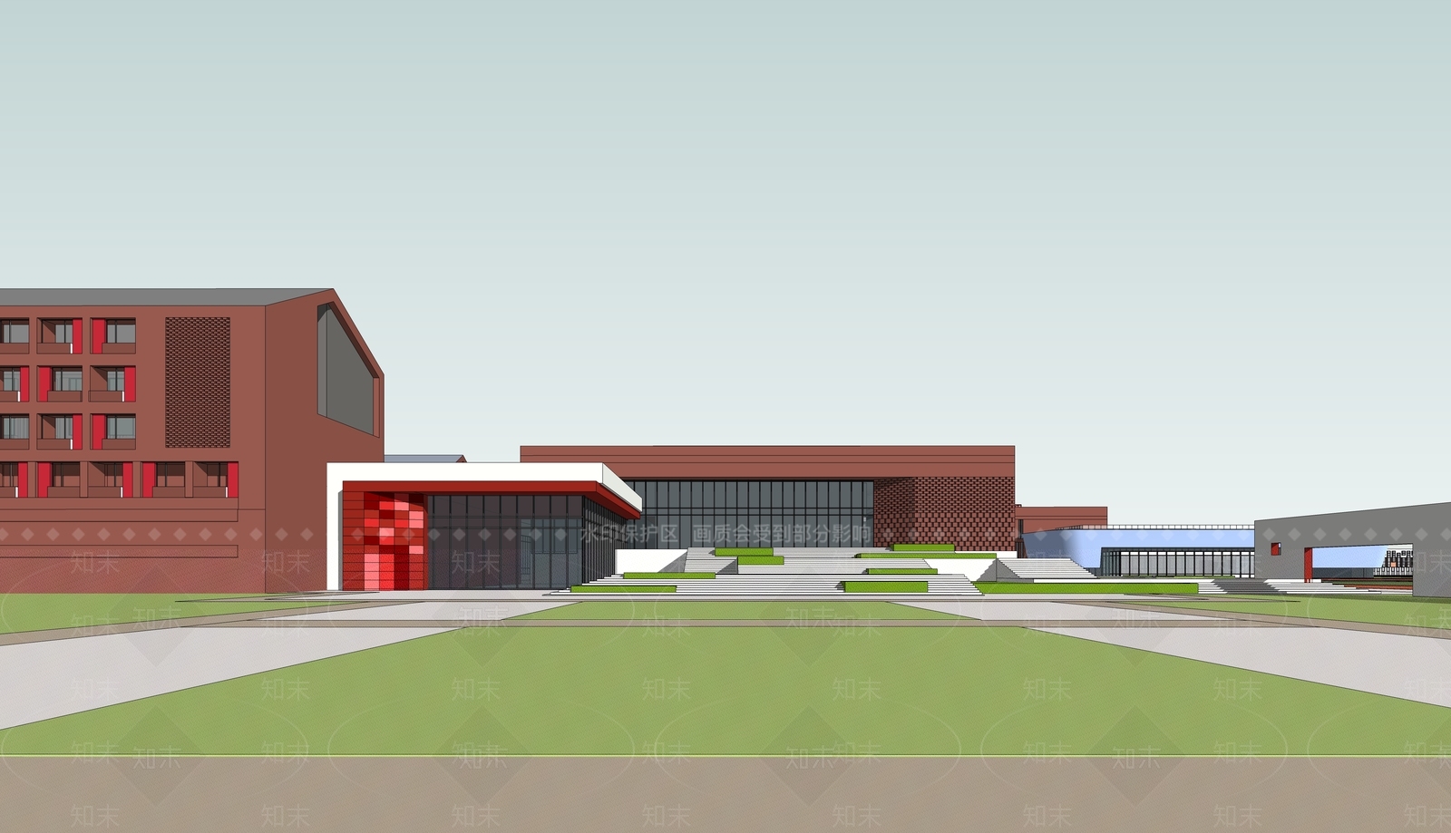 现代学校建筑SU模型下载【ID:1180050816】