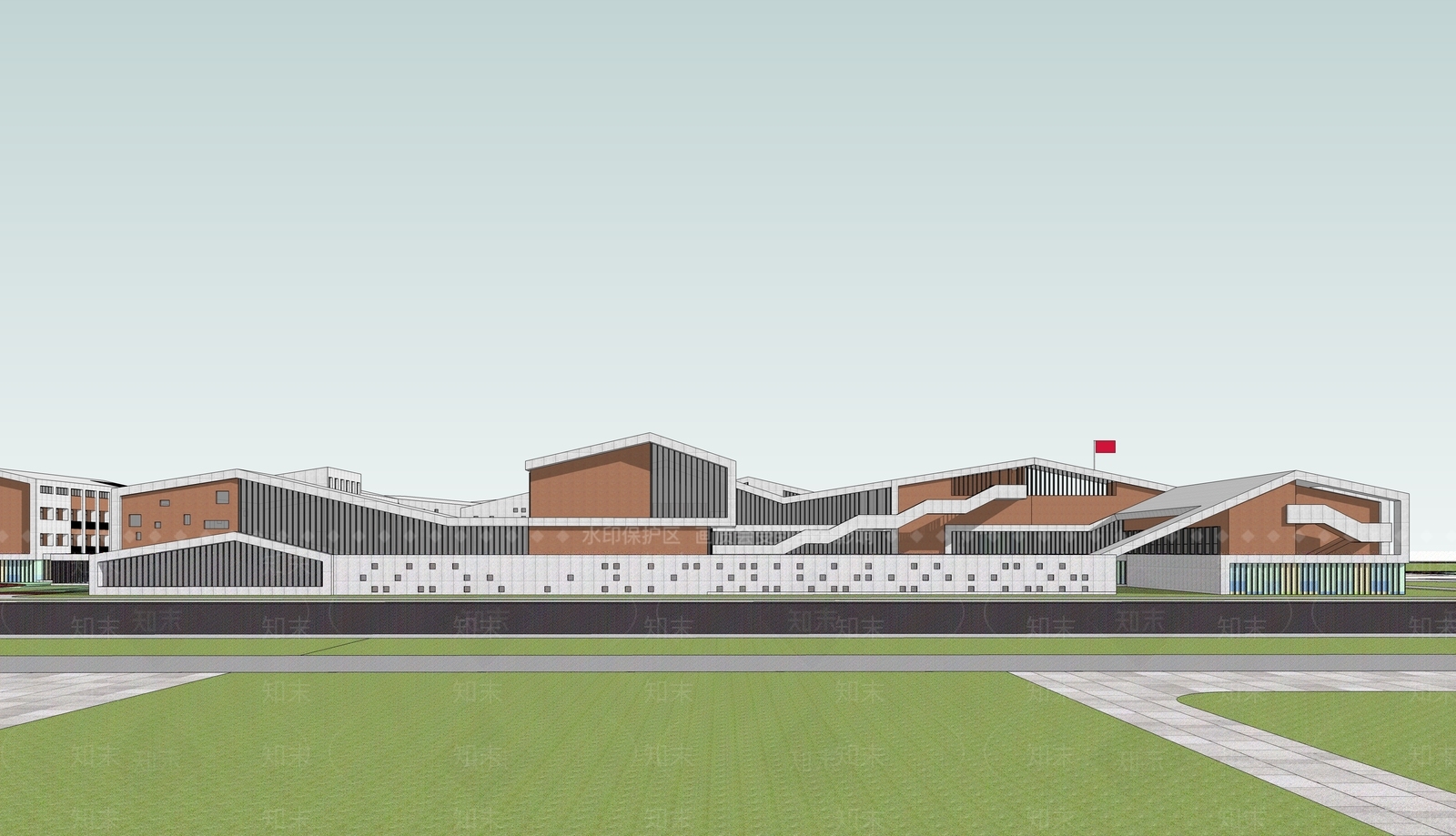 现代学校建筑SU模型下载【ID:1180052868】