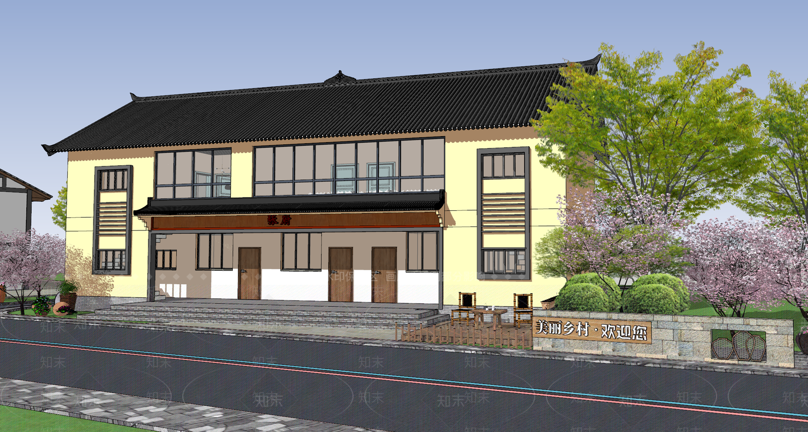 新中式乡村民房SU模型下载【ID:1180052977】