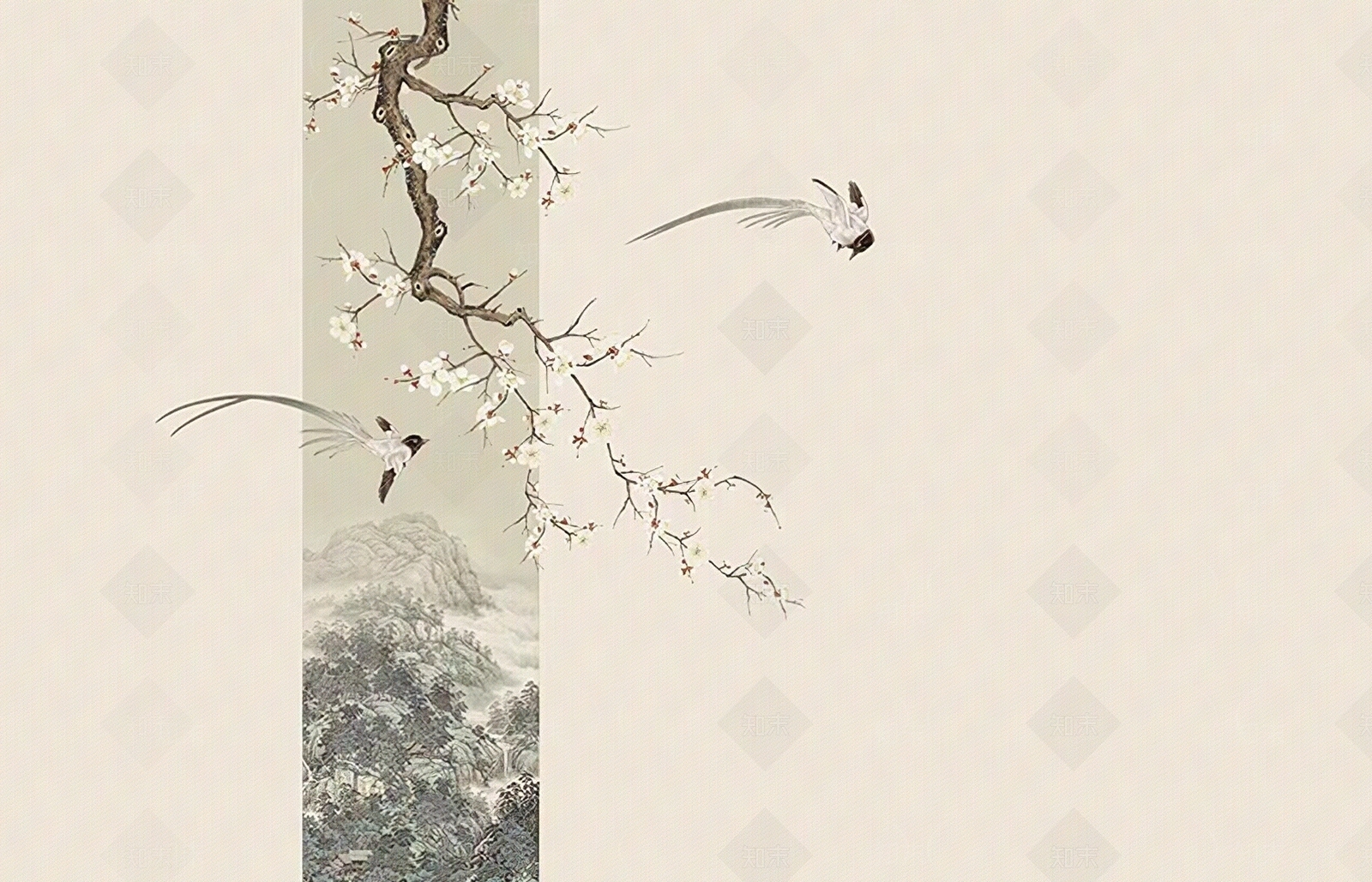 新中式禅意壁画贴图下载【ID:1180056302】