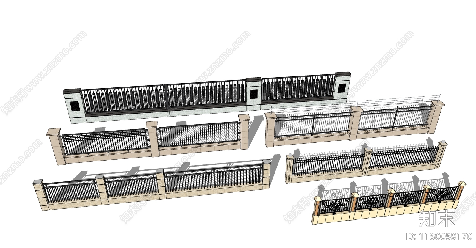 现代新中式围墙SU模型下载【ID:1180059170】
