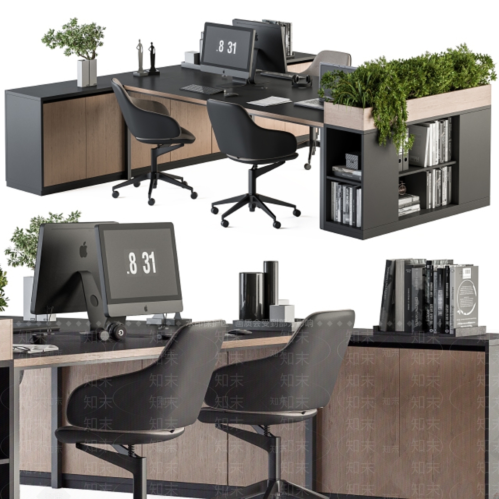 办公桌椅3D模型下载【ID:1180063405】