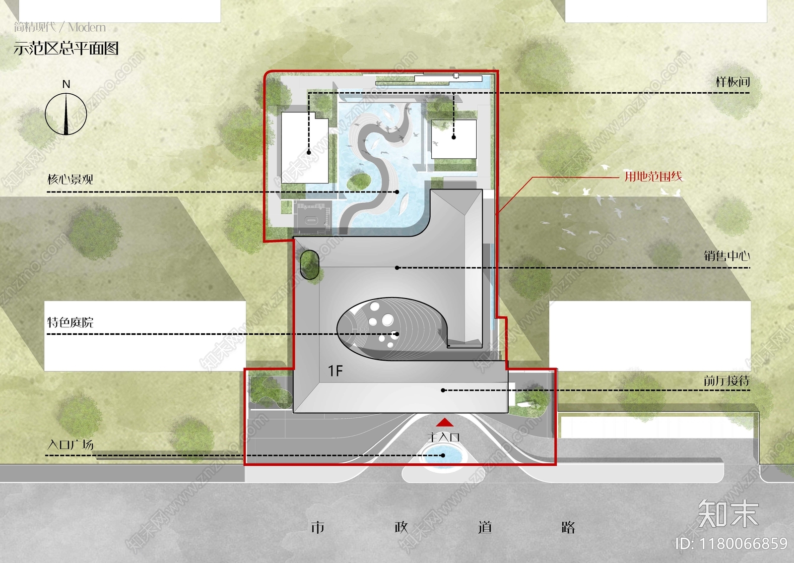 新中式禅意售楼处建筑下载【ID:1180066859】