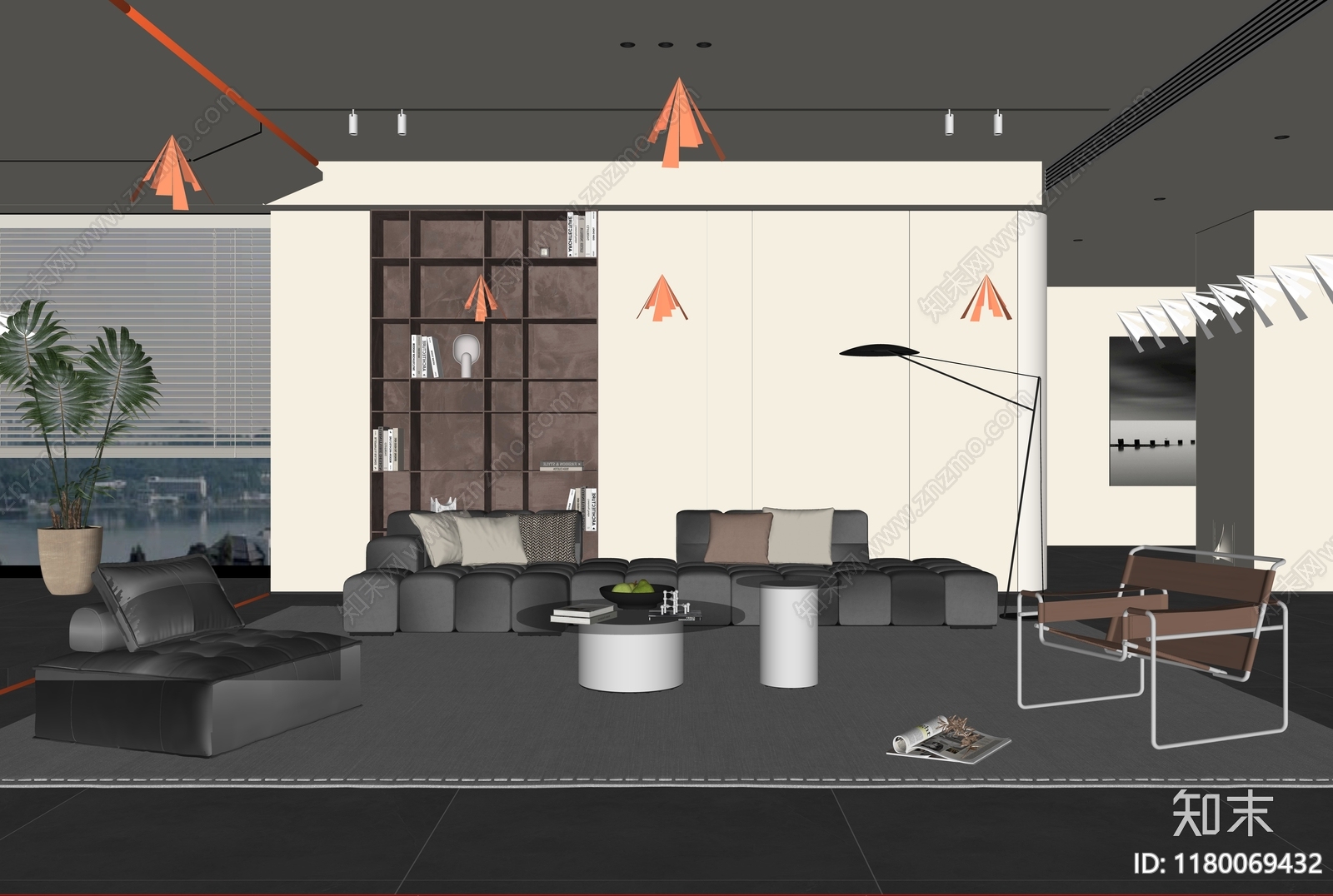 现代家居客厅SU模型下载【ID:1180069432】