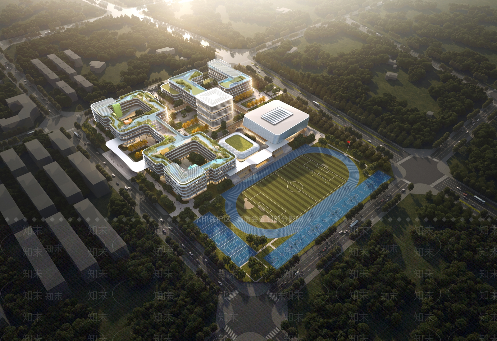 现代学校建筑SU模型下载【ID:1180079416】