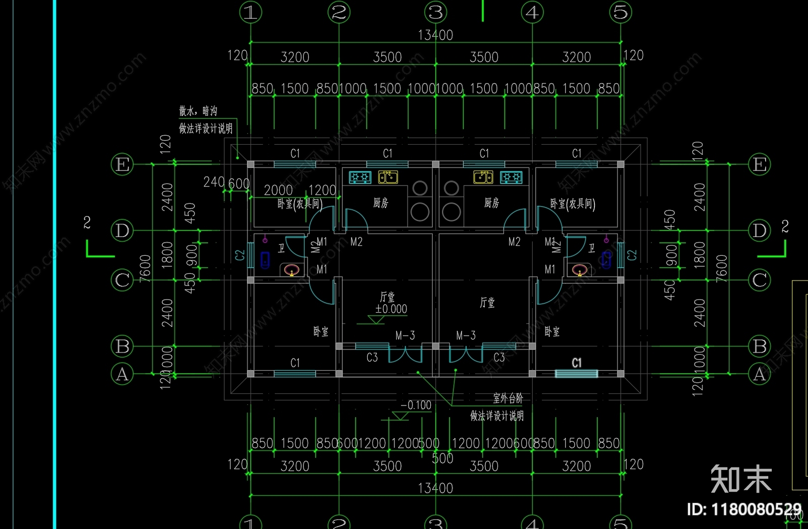 现代别墅建筑cad施工图下载【ID:1180080529】