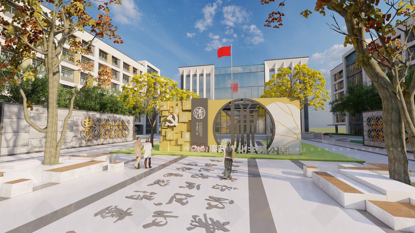 现代广场景观SU模型下载【ID:1180082170】