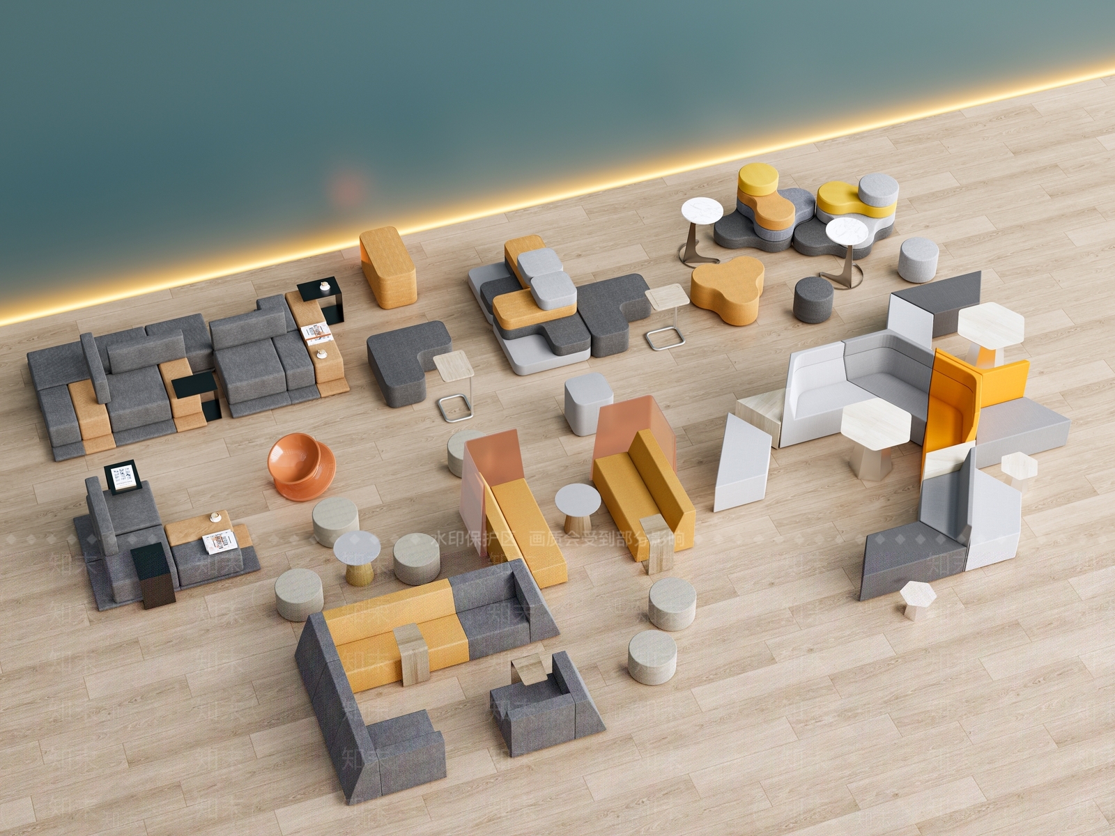 现代卡座沙发3D模型下载【ID:1180082148】