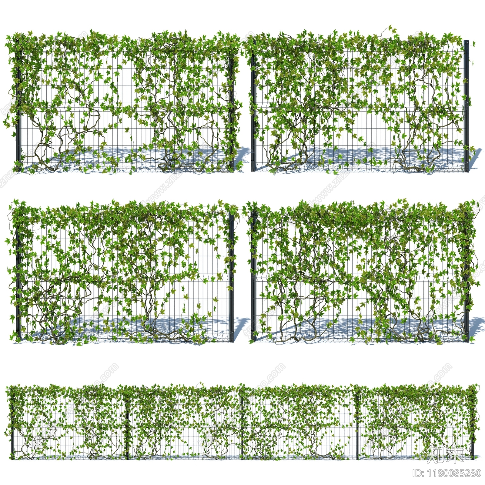 现代爬山虎篱笆植物墙3D模型下载【ID:1180085280】