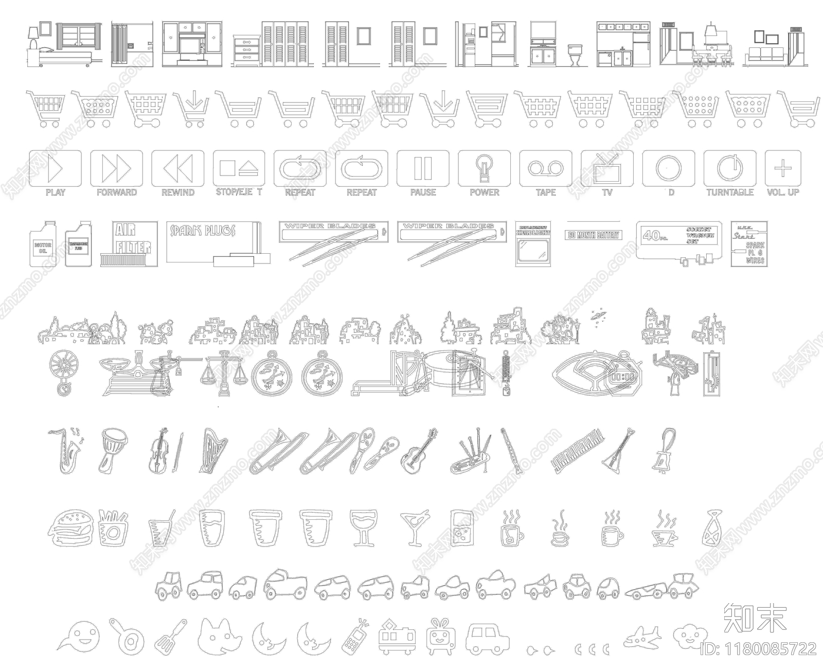 现代综合家具图库施工图下载【ID:1180085722】