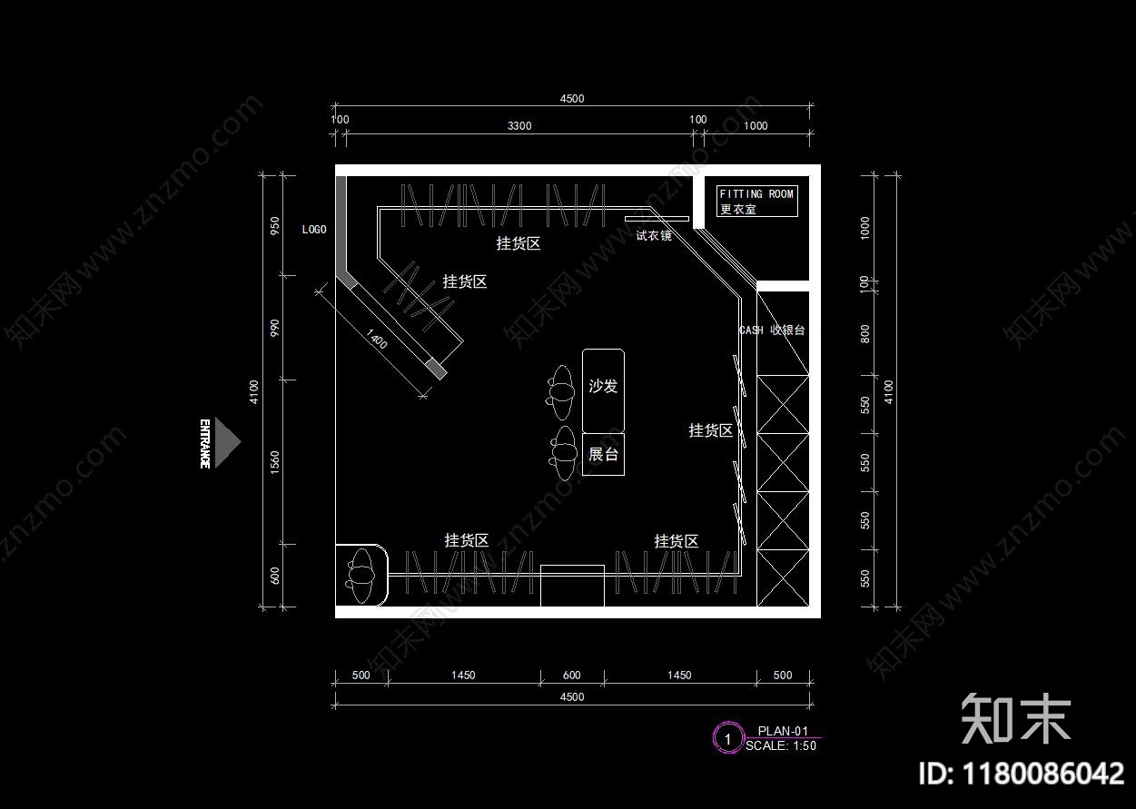 现代服装店cad施工图下载【ID:1180086042】