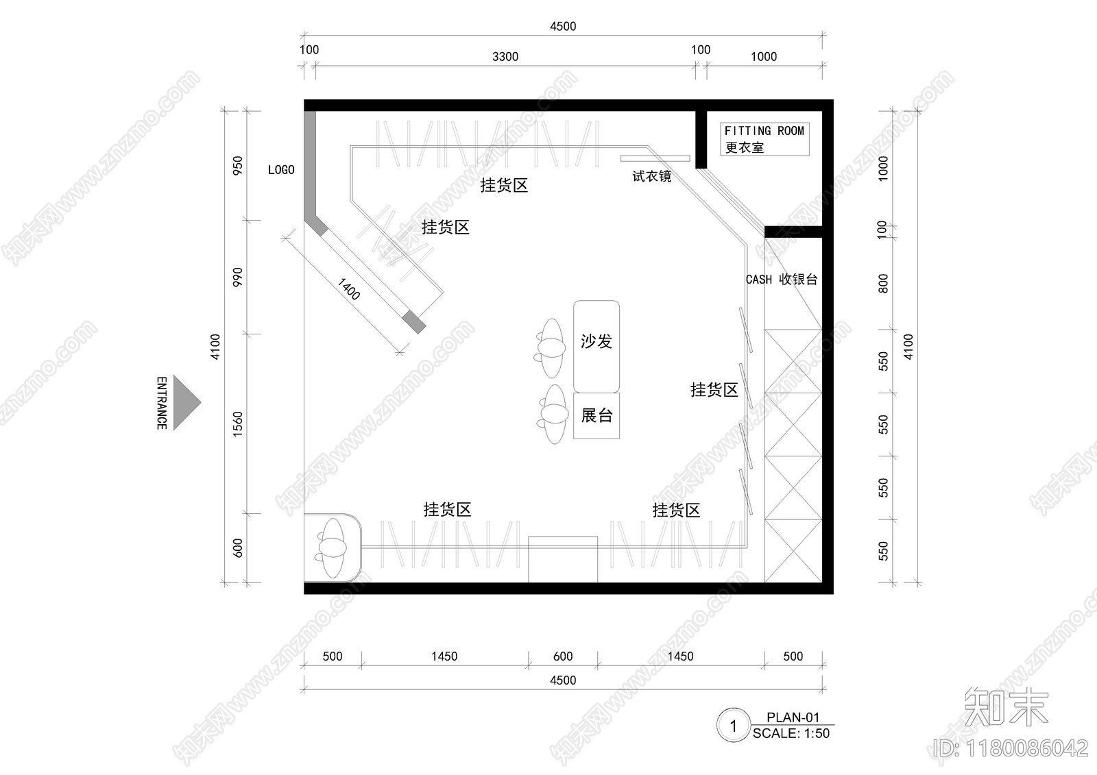 现代服装店cad施工图下载【ID:1180086042】