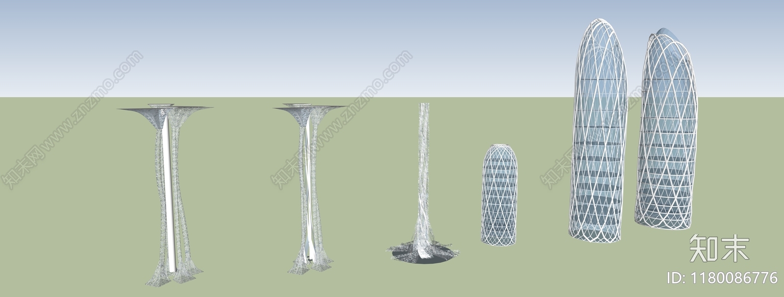 现代轻奢塔楼SU模型下载【ID:1180086776】