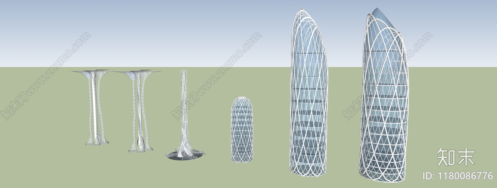 现代轻奢塔楼SU模型下载【ID:1180086776】