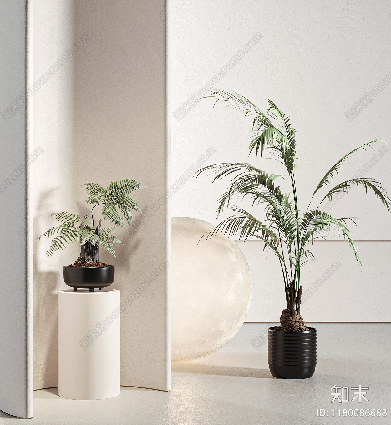 现代绿植盆栽3D模型下载【ID:1180086688】