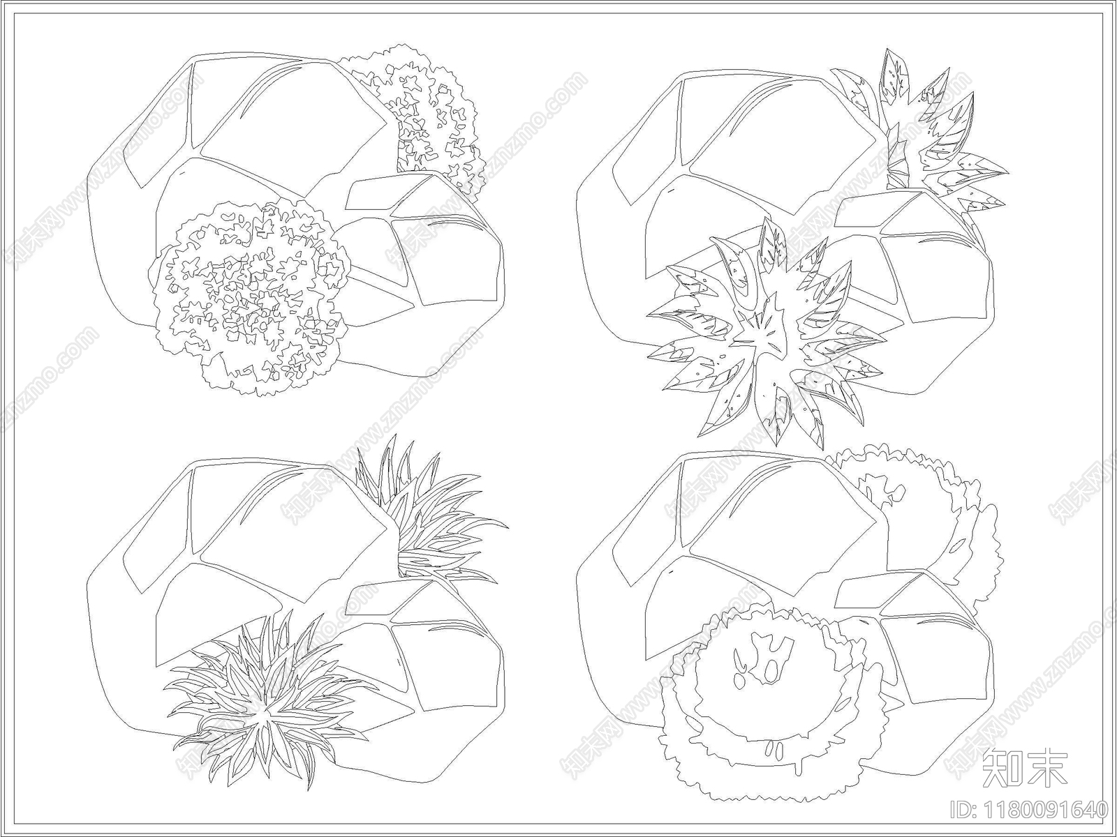 现代植物配置图库施工图下载【ID:1180091640】