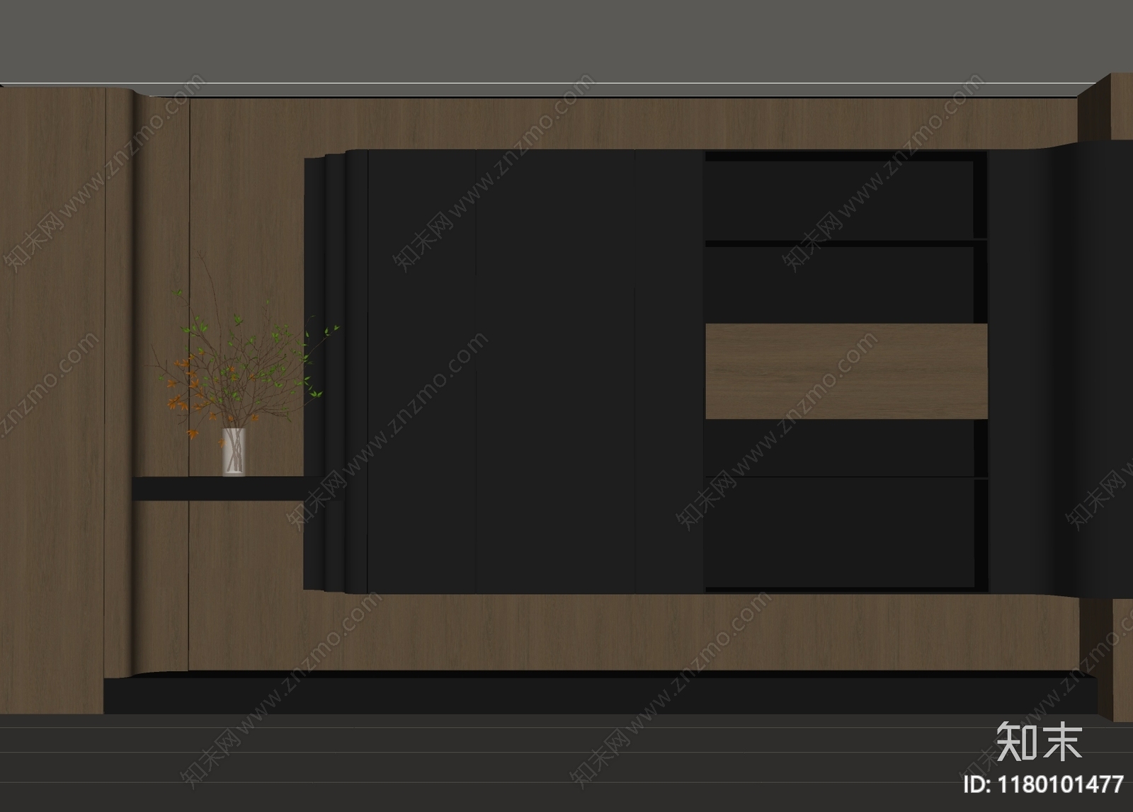 现代原木背景墙SU模型下载【ID:1180101477】