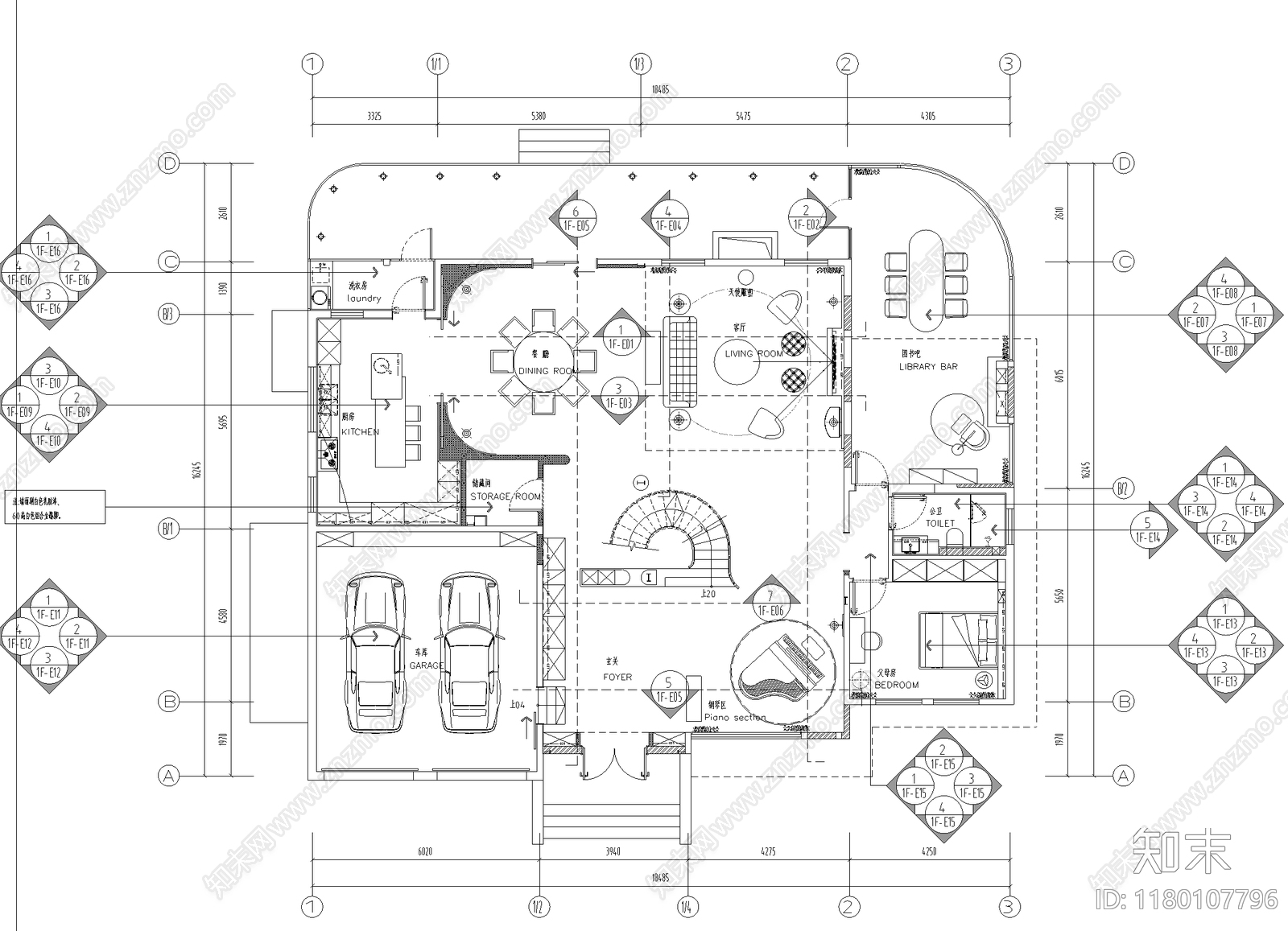 别墅cad施工图下载【ID:1180107796】