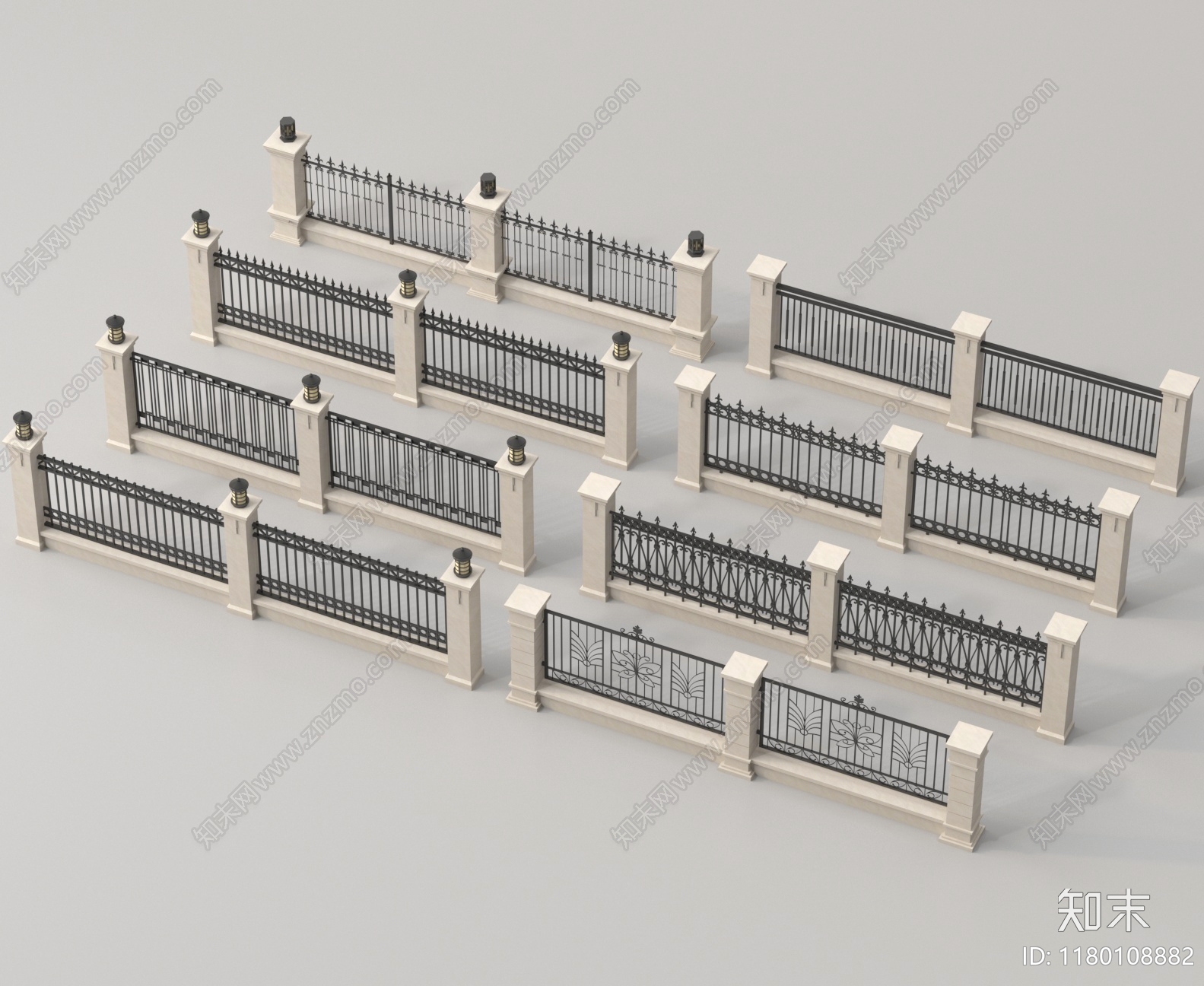 简欧围墙3D模型下载【ID:1180108882】