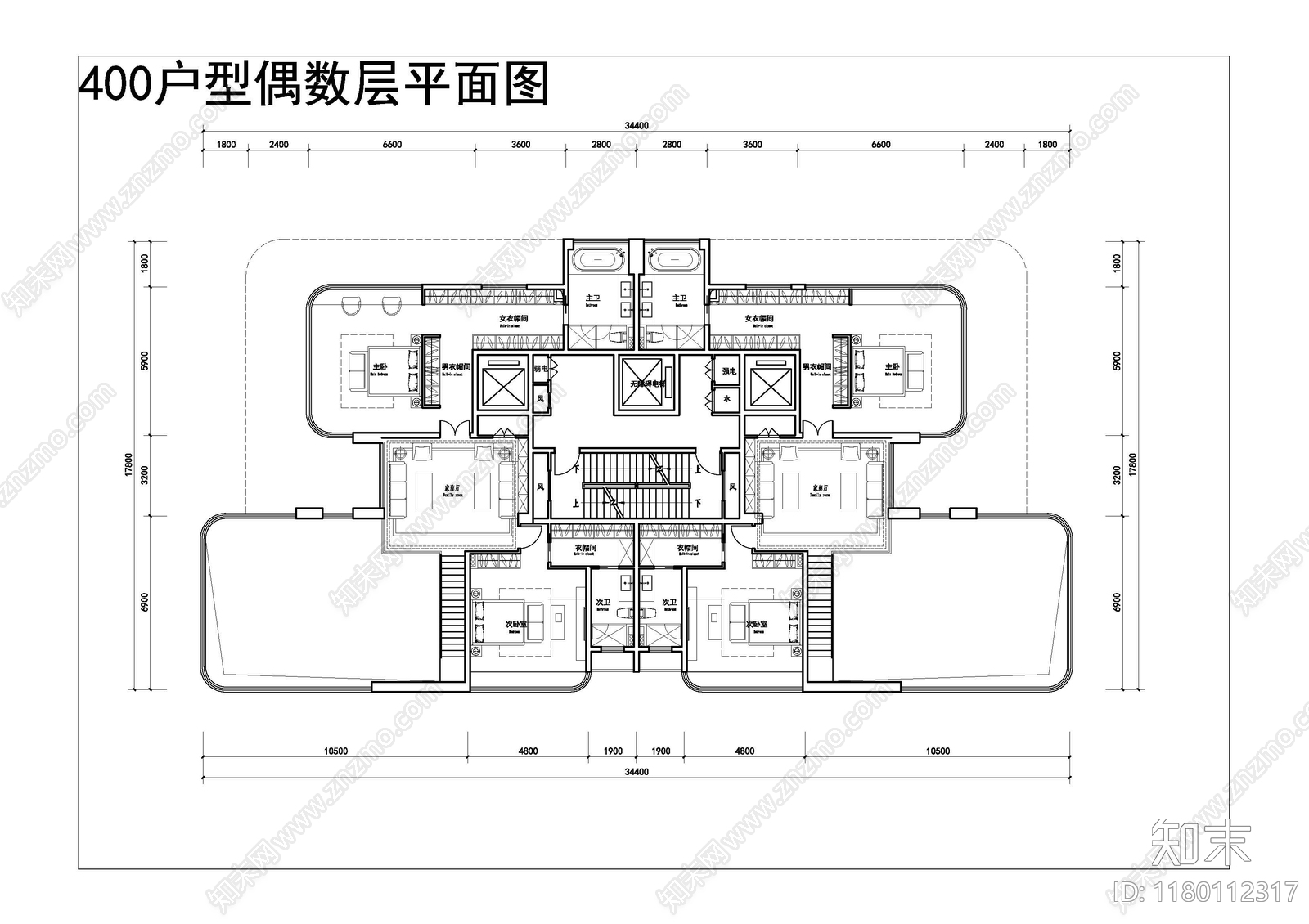 现代新中式住宅楼建筑施工图下载【ID:1180112317】