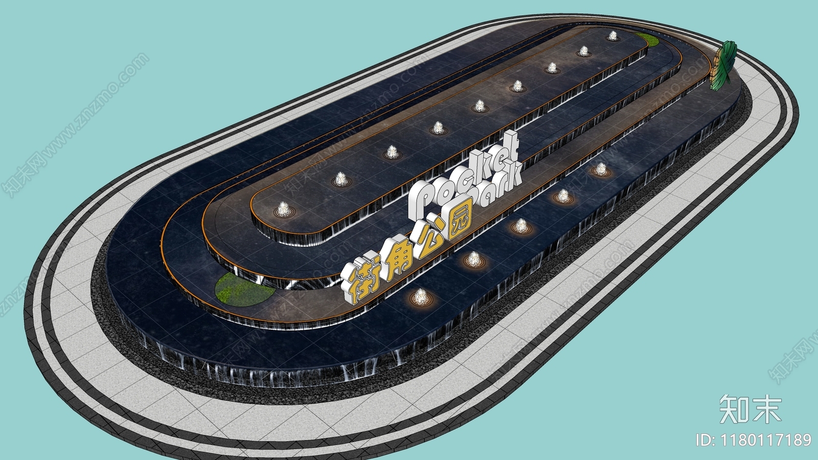现代喷泉SU模型下载【ID:1180117189】