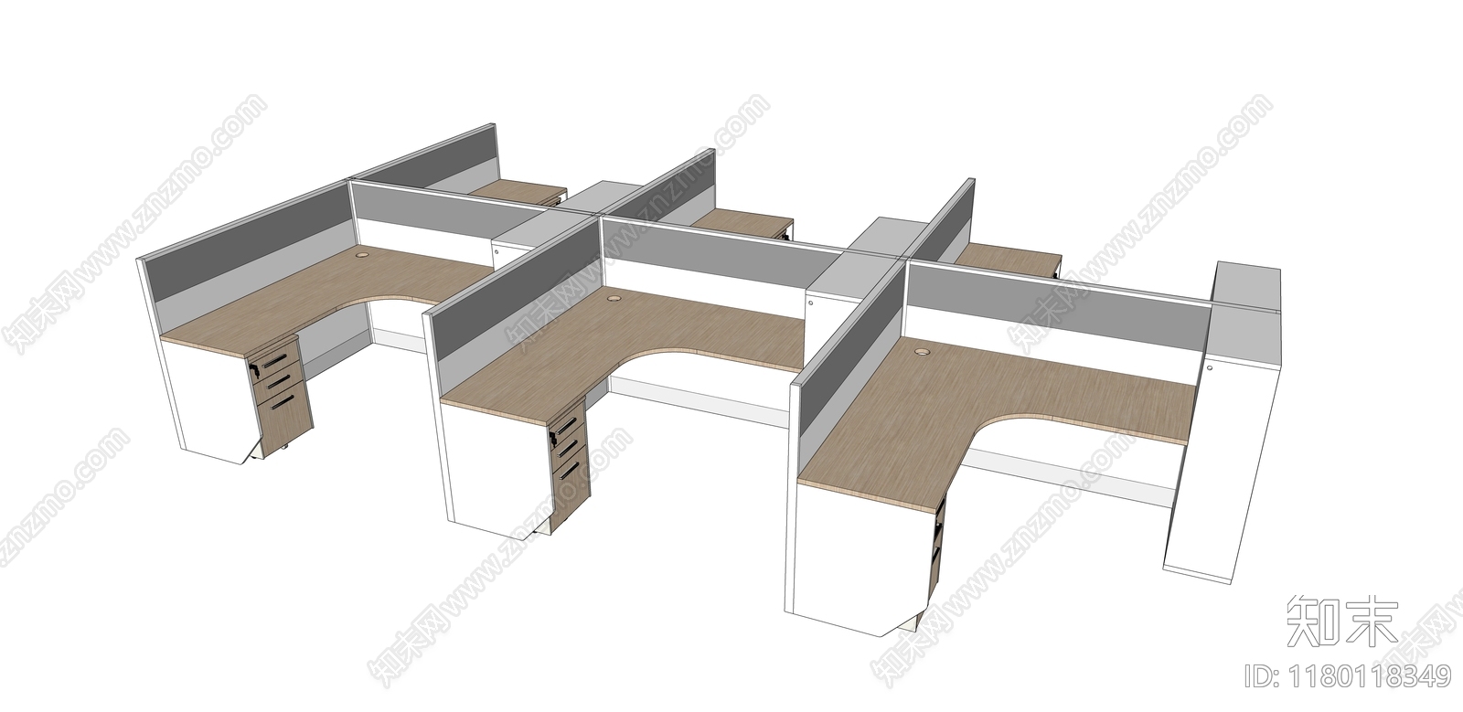 现代办公桌SU模型下载【ID:1180118349】