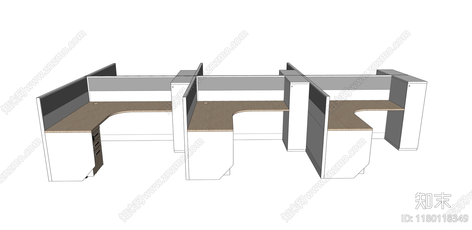 现代办公桌SU模型下载【ID:1180118349】