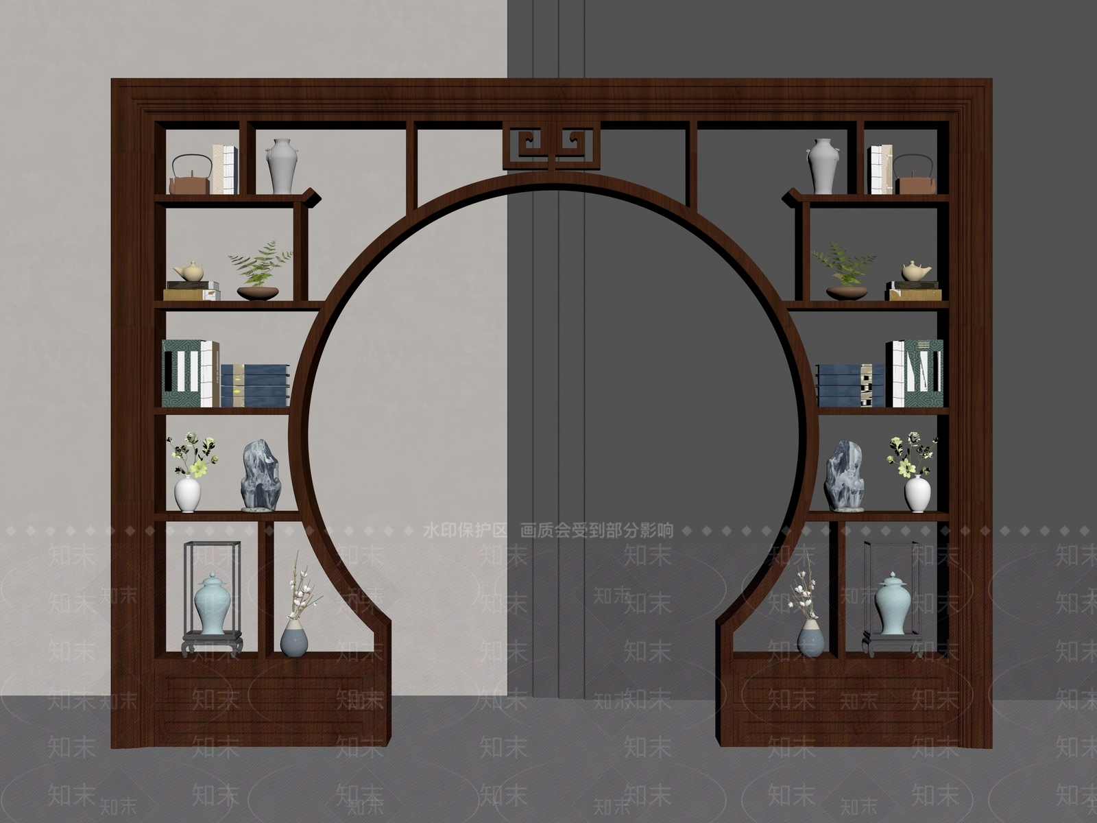 新中式博古架SU模型下载【ID:1180119202】