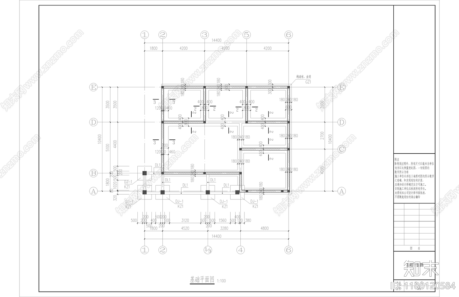 简欧别墅建筑cad施工图下载【ID:1180120584】