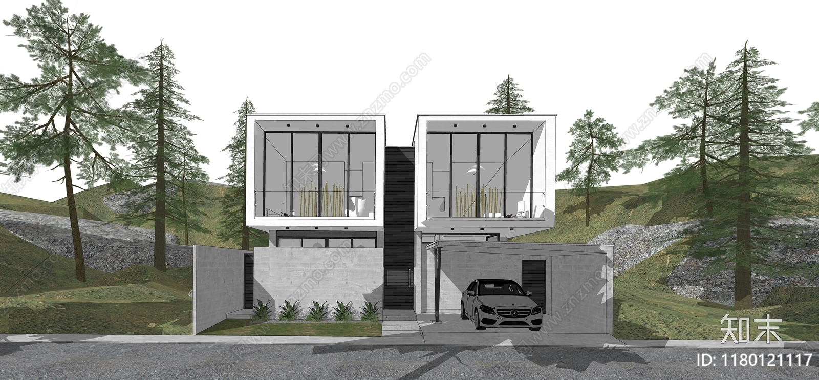 现代极简乡村民房SU模型下载【ID:1180121117】