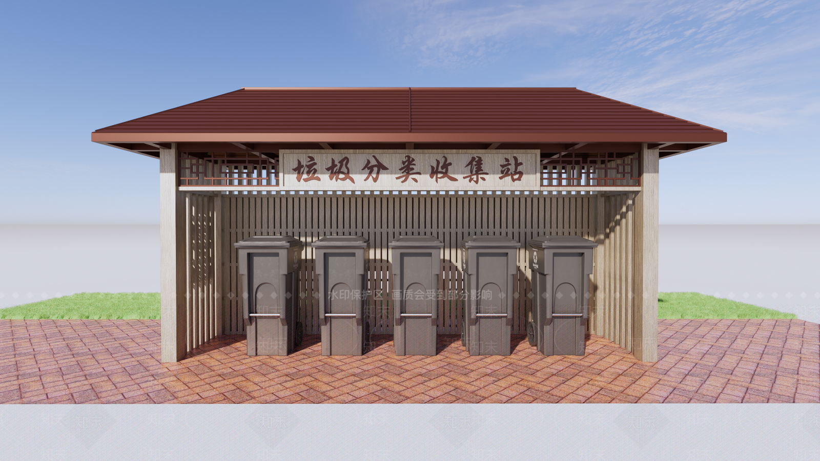 现代新中式驿站SU模型下载【ID:1180122479】