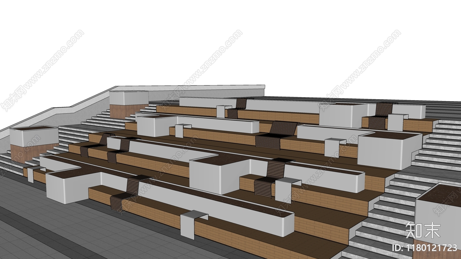 现代台阶景观SU模型下载【ID:1180121723】
