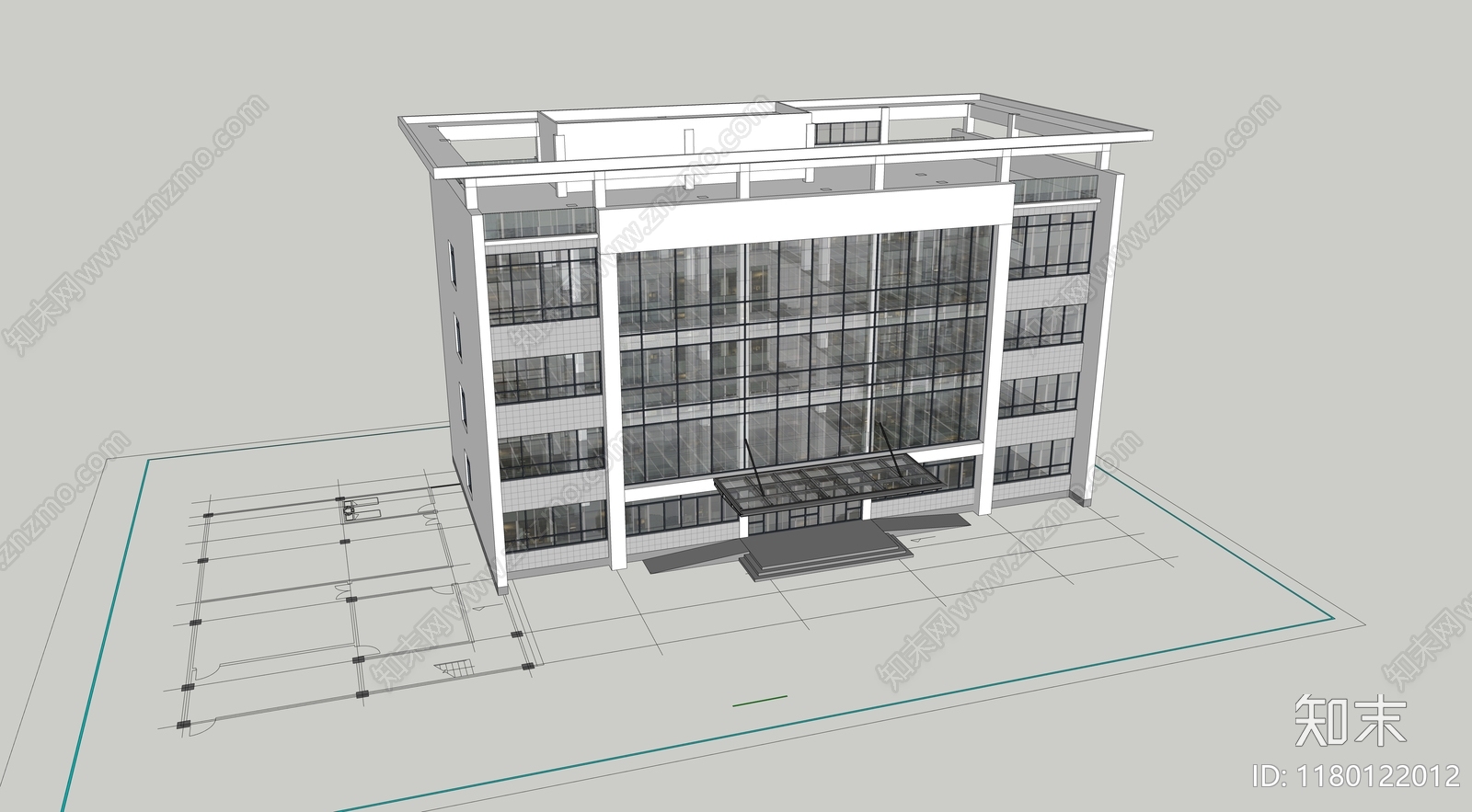 极简现代办公楼SU模型下载【ID:1180122012】