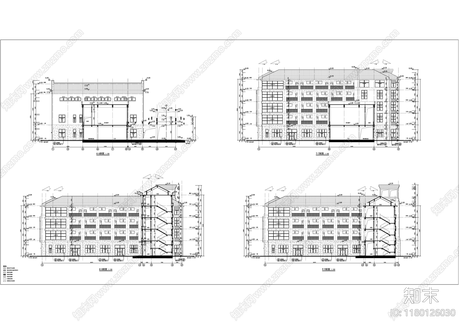 法式简约学校建筑施工图下载【ID:1180126030】